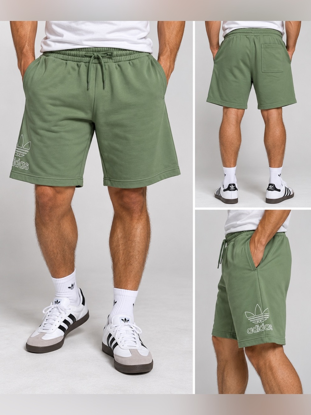 Adidas Green Adicolor Outline Trefoil Shorts